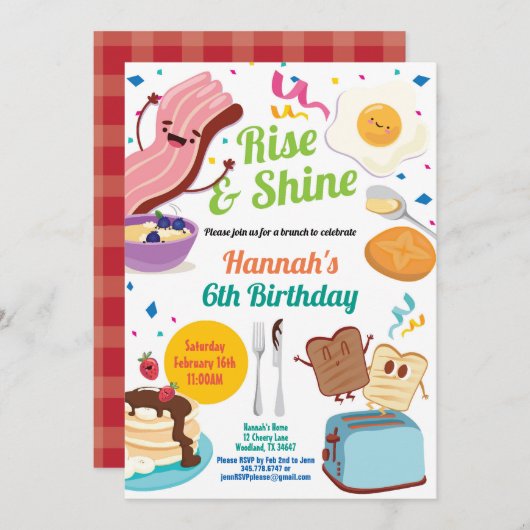 Uitnodiging voor brunch ontbijt. Kind kinderen jar (Voorkant / Achterkant)