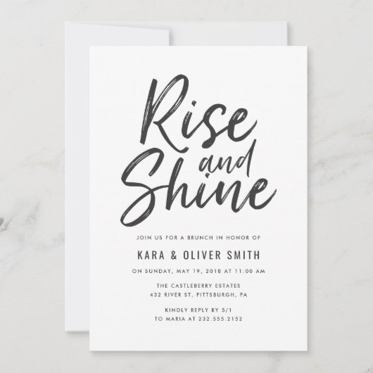 Uitnodiging voor brunch 'Rise and Shine' (Voorkant)