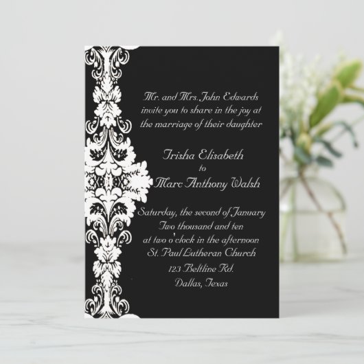 Uitnodiging voor brute en zwarte bruiloft (Staand voorkant)