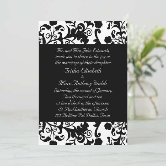 Uitnodiging voor brute en zwarte bruiloft (Staand voorkant)