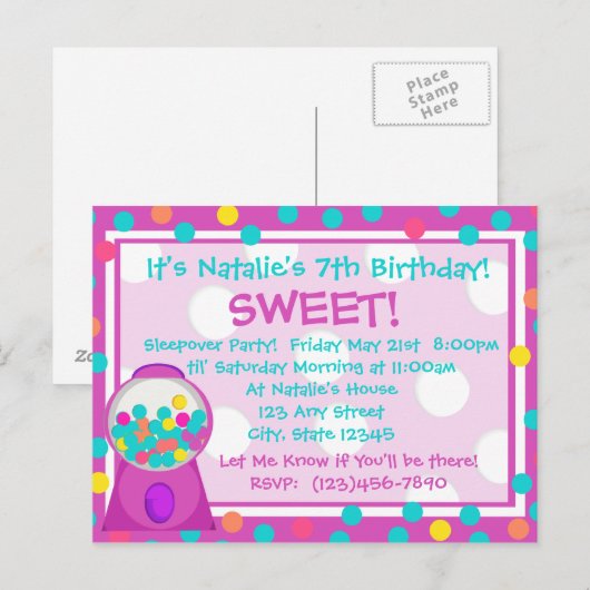 Uitnodiging voor bubbelgumbehandeling (Voorkant / Achterkant)