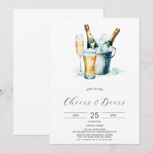 Uitnodiging voor bubbels en bier (Voorkant / Achterkant)