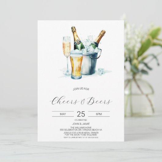 Uitnodiging voor bubbels en biertjes (Staand voorkant)