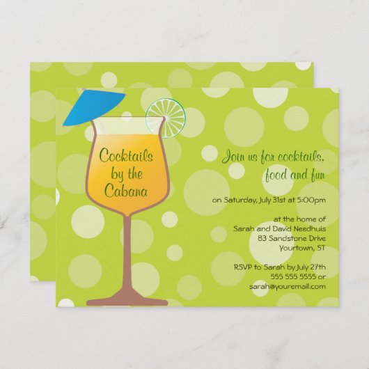 Uitnodiging voor Bubble Umbrella Drink Party (Voorkant / Achterkant)