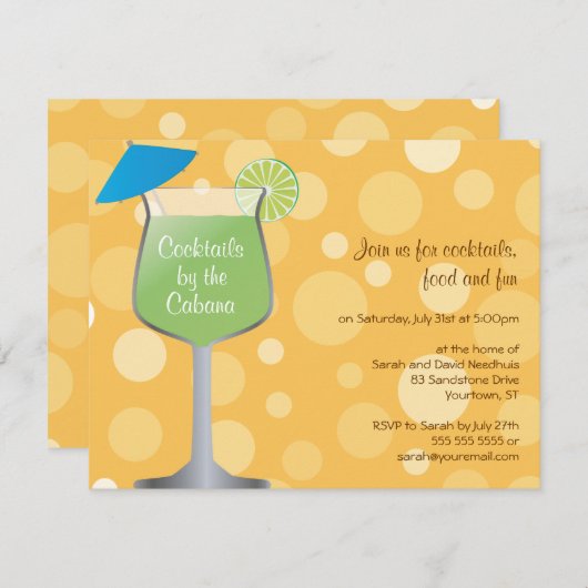 Uitnodiging voor Bubble Umbrella Drink Party (Voorkant / Achterkant)