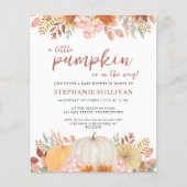 Uitnodiging voor budget baby shower met pompoen (Voorkant)