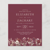 Uitnodiging voor budget bruiloft met wilde bloemen (Voorkant)