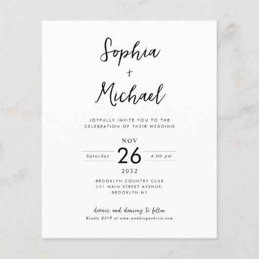 Uitnodiging voor budget-minimalistische moderne fo (Voorkant)