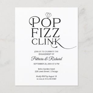 Uitnodiging voor budget pop fizz clink engagement
