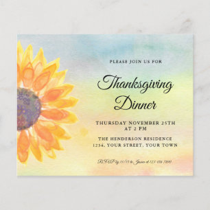 Uitnodiging voor budget zonnebloem thanksgiving di