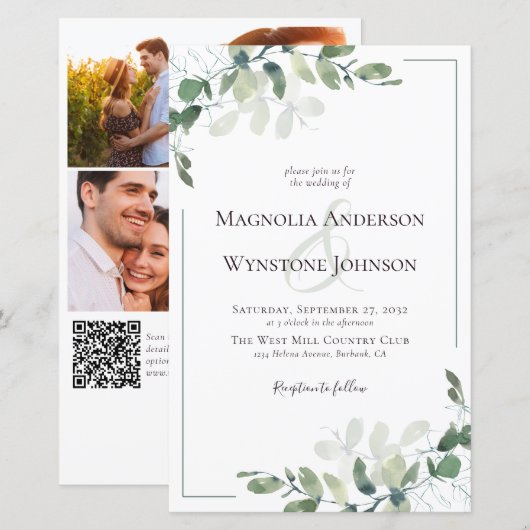 Uitnodiging voor budgetweddenschappen | Eucalyptus (Voorkant / Achterkant)