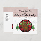 Uitnodiging voor Buffalo Plaid Cabin Kerstfeest (Voorkant / Achterkant)