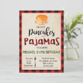 Uitnodiging voor buffelplaid pannenkoeken pyjama f (Staand voorkant)