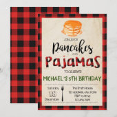 Uitnodiging voor buffelplaid pannenkoeken pyjama f (Voorkant / Achterkant)