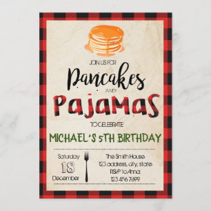Uitnodiging voor buffelplaid pannenkoeken pyjama f