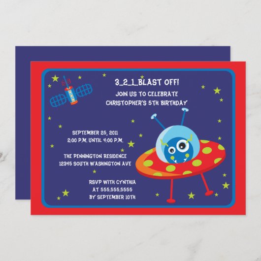 Uitnodiging voor buitenaards ruimteschip (Voorkant / Achterkant)