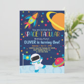 Uitnodiging voor buitenruimtetaculaire jongen voor (Staand voorkant)