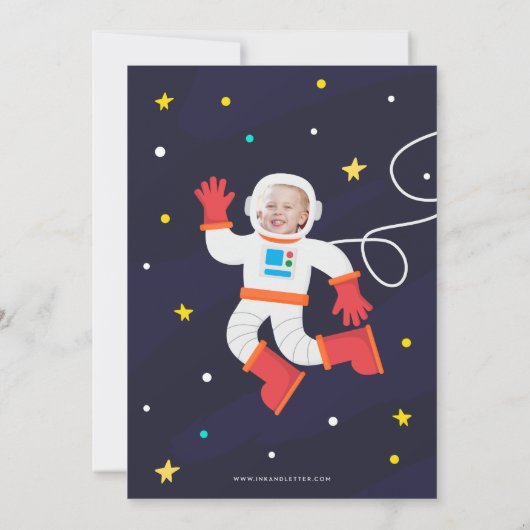 Uitnodiging voor buitenruimtevaart op zaterdag met (Achterkant)