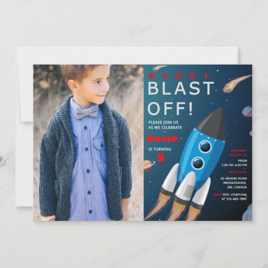 Uitnodiging voor buitenruimtevaart op zaterdag met (Voorkant)