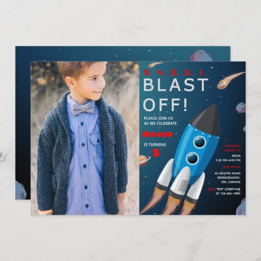 Uitnodiging voor buitenruimtevaart op zaterdag met (Voorkant / Achterkant)