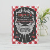 Uitnodiging voor buitenshuis gehouden BBQ Birthday (Staand voorkant)