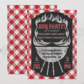 Uitnodiging voor buitenshuis gehouden BBQ Birthday (Voorkant / Achterkant)