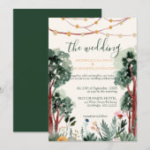 Uitnodiging voor buitenste Floral Trees Lights Wed (Voorkant / Achterkant)