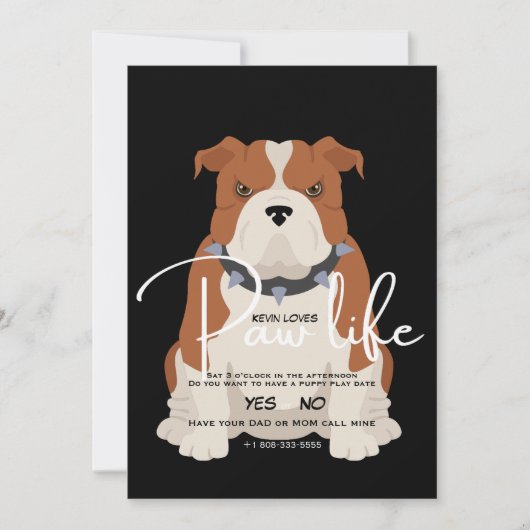 Uitnodiging voor bulldog date (Voorkant)