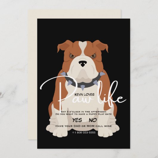 Uitnodiging voor bulldog date (Voorkant / Achterkant)