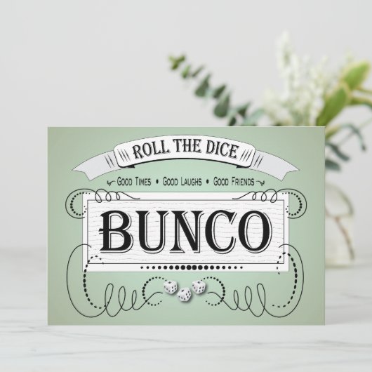  uitnodiging voor Bunco Dice (Staand voorkant)