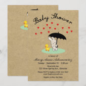  uitnodiging voor Bunny en Duck Baby shower (Voorkant / Achterkant)