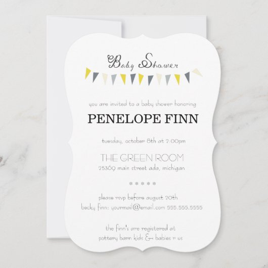 Uitnodiging voor Bunting-Baby shower (Voorkant)