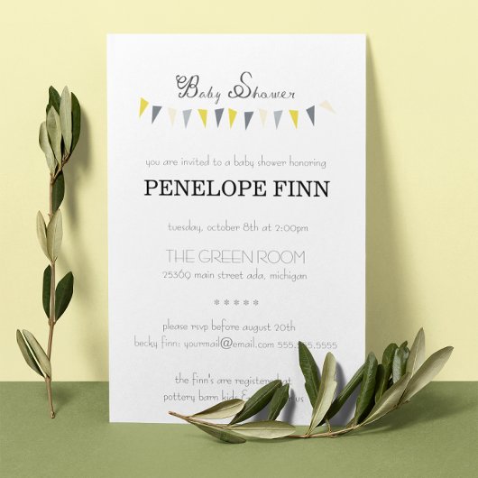 Uitnodiging voor Bunting-Baby shower