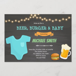 Uitnodiging voor burger bier baby thema