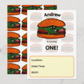 Uitnodiging voor Burger Verjaardagsfeestje (Voorkant / Achterkant)