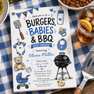 Uitnodiging voor Burgers, Babies & BBQ Baby Shower