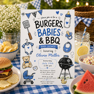 Uitnodiging voor Burgers, Babies & BBQ Baby Shower