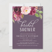 Uitnodiging voor Burgundy Bloom Shower (Voorkant)