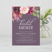 Uitnodiging voor Burgundy Bloom Shower (Staand voorkant)