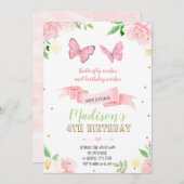 Uitnodiging voor Butterfly-verjaardag (Voorkant / Achterkant)