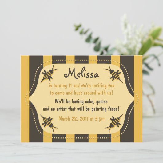 Uitnodiging voor Buzzing Bee (Staand voorkant)