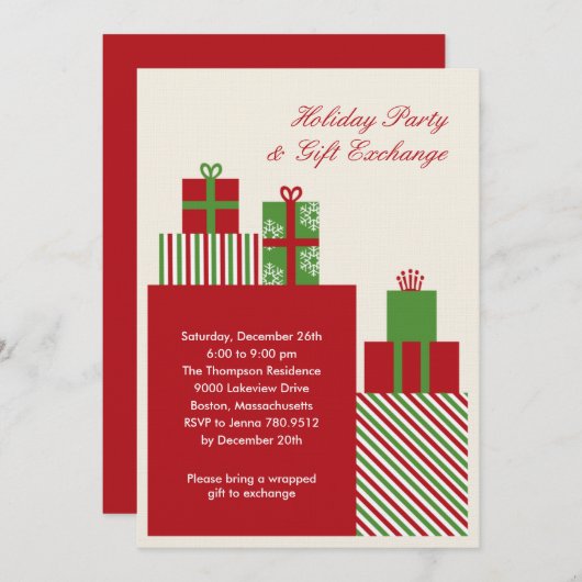 Uitnodiging voor cadeauExchange-feestdag (Voorkant / Achterkant)