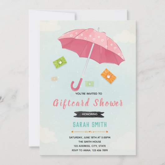 Uitnodiging voor cadeaukaart shower (Voorkant)