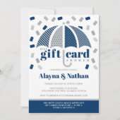 Uitnodiging voor cadeaukaartfeest in blauw en grij (Voorkant)