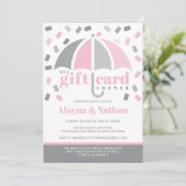 Uitnodiging voor cadeaukaartfeest in roze en grijs (Staand voorkant)