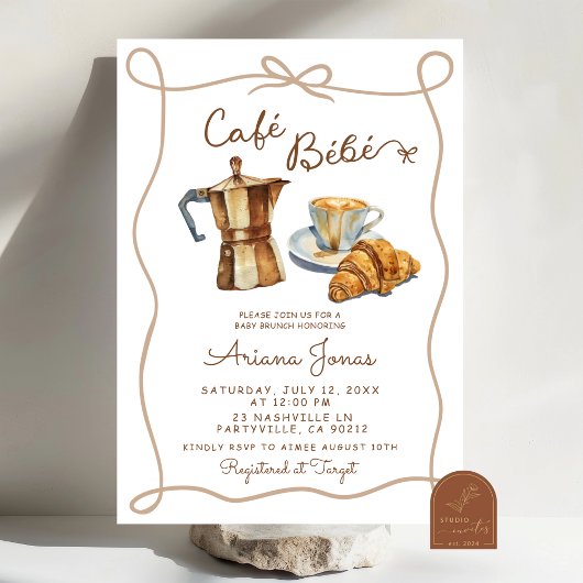 Uitnodiging voor Cafe Bebe Baby Brunch Shower