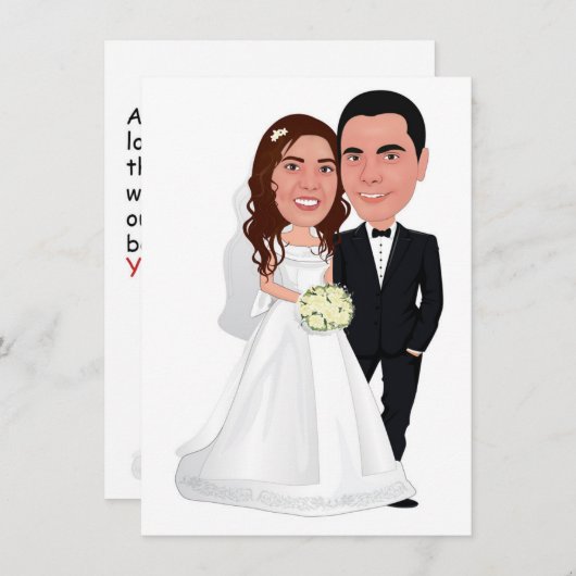 uitnodiging voor caicature bruiloft (Voorkant / Achterkant)