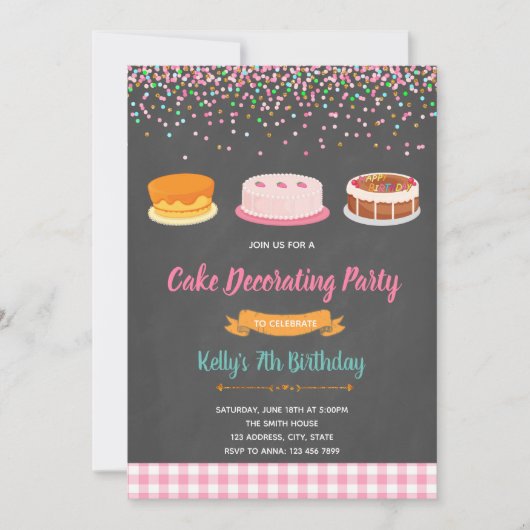 Uitnodiging voor cake versierfeestje (Voorkant)