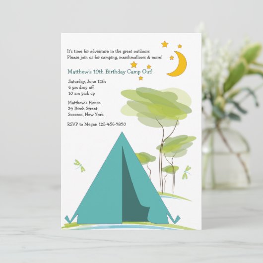 Uitnodiging voor Camping Party (Staand voorkant)