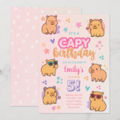 Uitnodiging voor Capybara-verjaardagsfeestje (Voorkant / Achterkant)